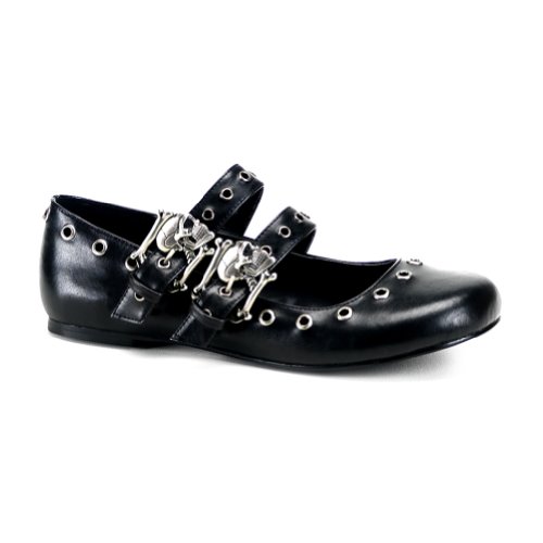 Cute Ballet Flat Shoes Mary Jane Style Gothic Shoes Skull Crossbones Eyelet Detail