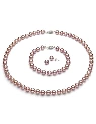 PremiumPearl AAA Quality Pink Freshwater Pearl Set 14K Gold