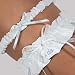 Embroidered I Do Wedding Garter Set - One Keepsake, One Tossing - WHITE