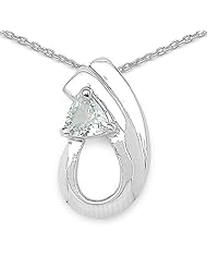 0.45 Carat Genuine Aquamarine 925 Sterling Silver Pendant