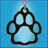 16" Silver Ball Chain Necklace with 2" Extension Chain with Black Outline Bear Paw Pendant.