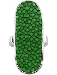 Green Finger Ring - Genuine Stingray Skin Leather