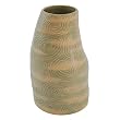 Handcrafted Spring Fresh Terracotta Avant-Garde Vase With Green And Cream Swirl Design