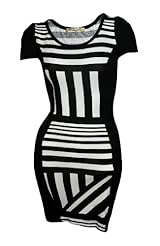 Two-Toned Striped Print Short Sleeves Rayon/Spandex  Dress