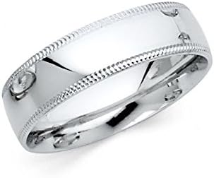 .925 Sterling Silver 6mm Milgrain Wedding Band Size 8