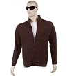Thug or Angel Men's Jet Black collection, chocolate brown ribbed, zip up cardigan. JBLK3939