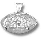 Mississippi State Univ M Logo Football Pendant (Silver)