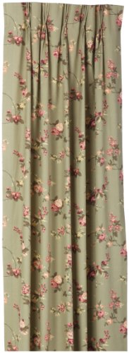 Fireside Floral Pinch Pleated 96-Inch-by-84-Inch Patio Door Thermal Insulated Drapes, Sage