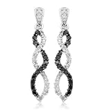 10k White Gold Black Diamond Infinity Earrings (1 4 cttw)