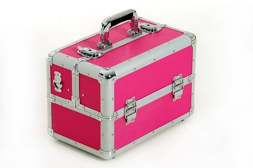Aluminium Beauty Case Kosmetikkoffer, sehr geräumig in pink