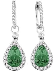 2.29Ct Emerald & VS Diamonds Dangling Pendant Earrings 14K Gold