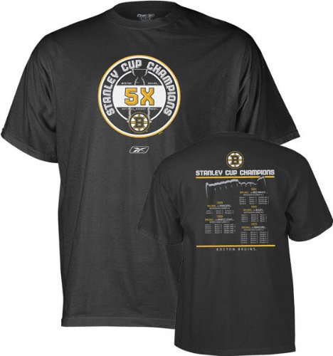 Buy Boston Bruins -Black- 5-Time Stanley Cup Champions T-Shirt