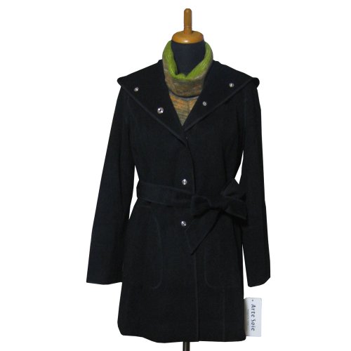 (アルテソワ) Arte Soie アンゴラ ウール素材のフード付きコート 9号 ブラック