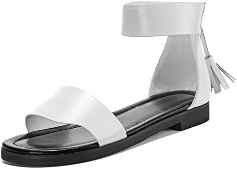 Dunhu Stylish Women's Patent PU Sandals with Decorative Tassel Zipper