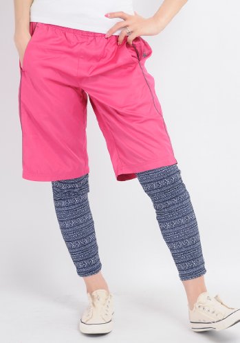 (コンバース)CONVERSE パンツ レディース/総柄 プリント スパッツ付き ダイヤリップ ハーフ丈 パンツ