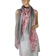 Pink Wildflower Giraffe Cotton Sheer Long Scarf Shawl Sarong - Pink and Gray