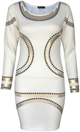 Crazy Girls Women's Kim Kardashian & Beyonce Foil Print Long Sleeve Dress