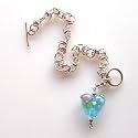 Aqua Dot Heart Bracelet - Handmade Glass Heart