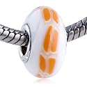 Orange Tessellated Band White Bead European - Pandora & Bracelet Compatible