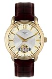 Rotary GS02817/50 Gents Gold PVD Stainless Steel Brown Leather Strap Watch