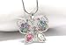 Gorgeous Multi-Colored Crystal Butterfly Charm Necklace Silver Tone