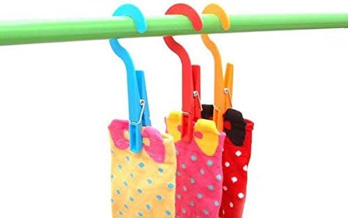 12 Pcs Laundry Hooks Clothes Pins Hanging Clips Plastic Hanger Home Travel Portable