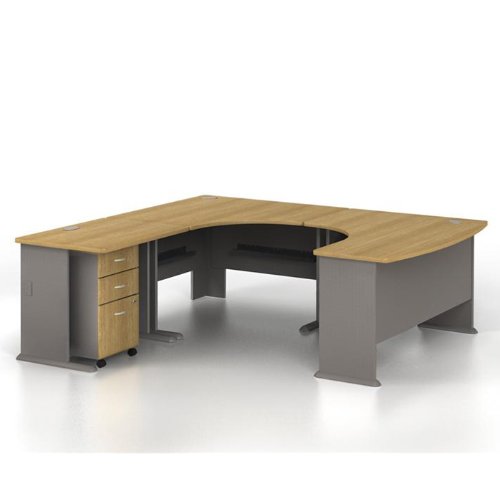 Light Oak and Sage Left Bridge UDesk Light Oak/Sage