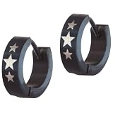 Stainless Steel Black Stars Earrings