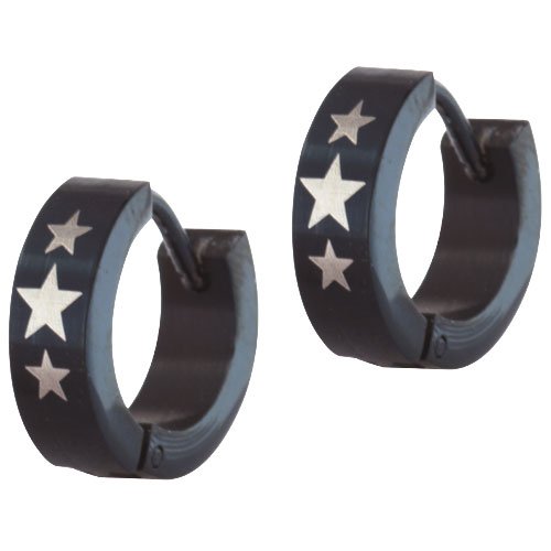 Stainless Steel Black Stars Earrings