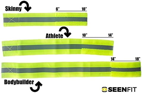 SeenFit - High Visibility Reflective Sports Wrist Bands -Size to Fit- (Pair) (Bodybuilder)