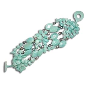 Amazonite and Grey Pearl Multi-strand Bracelet by Sajen