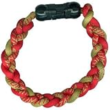 Titanium Ionic Braided Wristband - Red/Gold