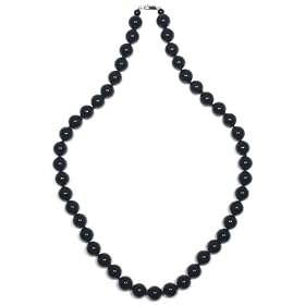 Sterling Silver 12mm Black Onyx Bead Necklace, 24 by Amazon.com Collection
