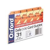 Daily (1-31) Laminated Manila Index Card Guides, 4x6, 1/5 Cut Orange Tab, 31/Set ESS04634