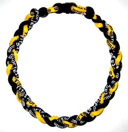 18" Titanium Tornado Baseball Necklace Yellwo Black
