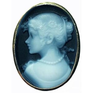 Cameo Pin Pendant Italian Handcrafted 18k Gold Agate Stone by