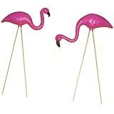 2 small Pink FLAMINGO mini Lawn Ornaments YARD art decor