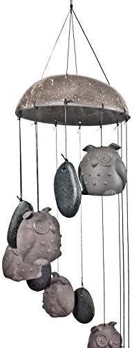 Habitats Owl Windbell Antique Clay Ceramic Bell Wind Chime 23"