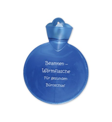 Hugo Frosch Wärmflasche rund 1,2 Ltr. blau transparent Aufdruck Beamten-Wärmflasche Hugo Frosch Wärmflasche rund 1,2 Ltr. blau transparent Aufdruck Beamten-Wärmflasche