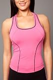 Womens Sport Tank with Built-in Bra by City Lights in Fuschia, Large