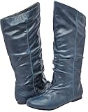 Qupid Neo-35 Blue Distress Pu Women Boot