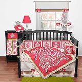 Fuchsia Damask 4-piece Crib Bedding Set