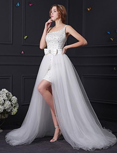 AdasBridal Glamorous Satin & Tulle One Shoulder Neckline 2 In 1 Wedding Dress
