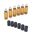 SUNREEK™5ml Amber Glass Roller Bottles--Set of 15 with With Mental Ball for Essential Oil,Aromatherapy,Perfumes and Lip Balms by Shimie
