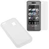 Clear White Flexible Soft Silicone Skin Case + Clear Reusable LCD Screen Protector for Sprint Samsung SPH-M800 Instinct Cell Phone