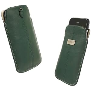 Krusell Large Luna Slim Leather Pocket Pouch for iPhone 4, Blackberry Curve 3G, HTC Desire, Sony Ericsson Xperia X10 and others (Green/Sand)