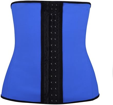 SexyDance "Perfect Waist" Firm Compression Latex Steel Bone 8 Hooks Waist Trainer Rubber Cincher Underbust Corset Body Shaper(Blue XXL)