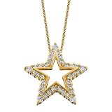 Search : Perfect 14K Yellow Gold Diamond Open Star Pendant