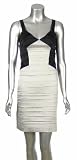 BCBGMAXAZRIA Black & Cream Tuxedo Satin Band Dress 6 [Apparel] [Apparel]