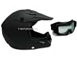 TMS Flat Matte Black Motocross Off-Road Helmet ATV MX with Goggles (Medium)